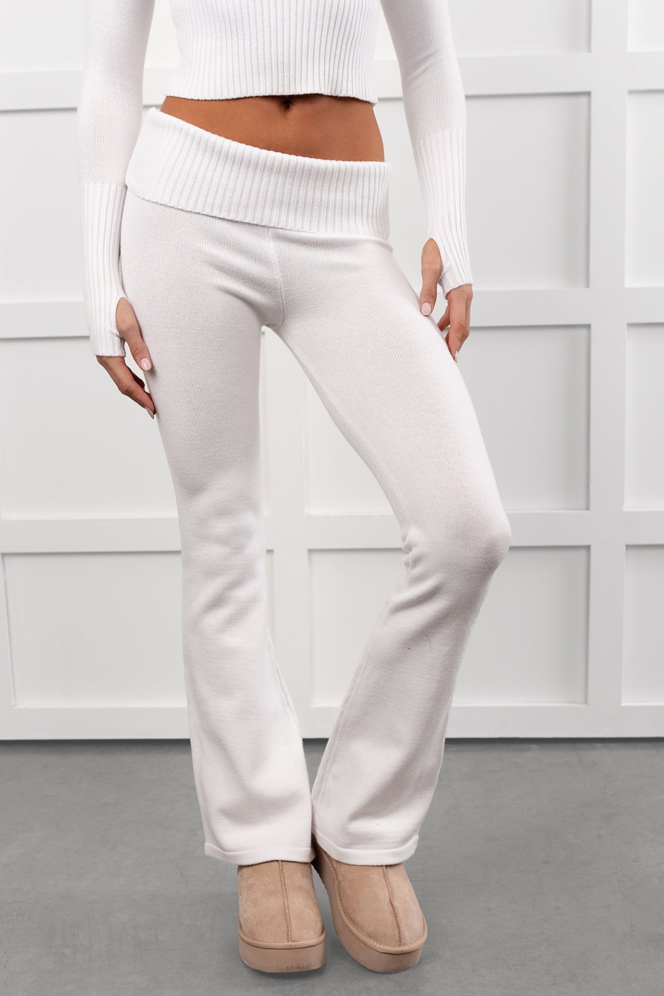 Wait & See Ribbed Two Piece Lounge Set (White)
