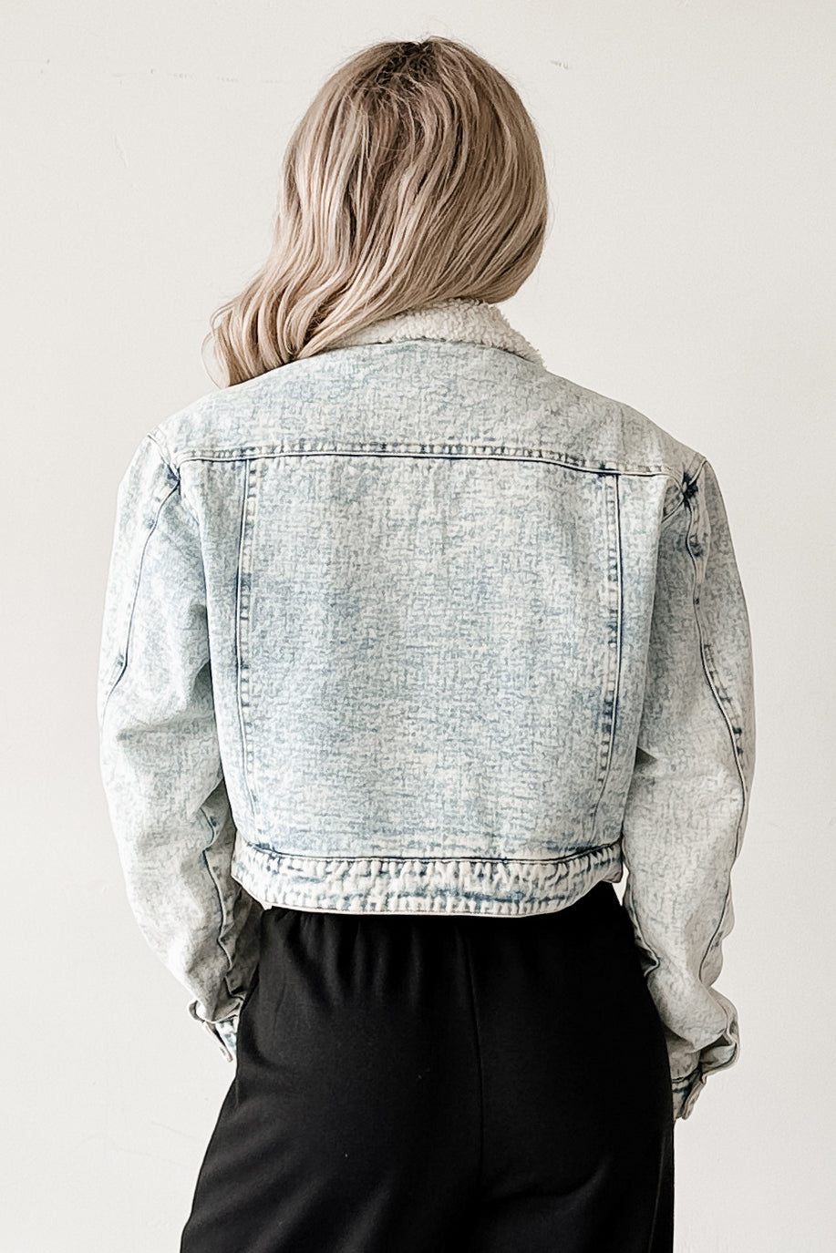 Wintry Whispers Sherpa Denim Jacket (Acid Blue)