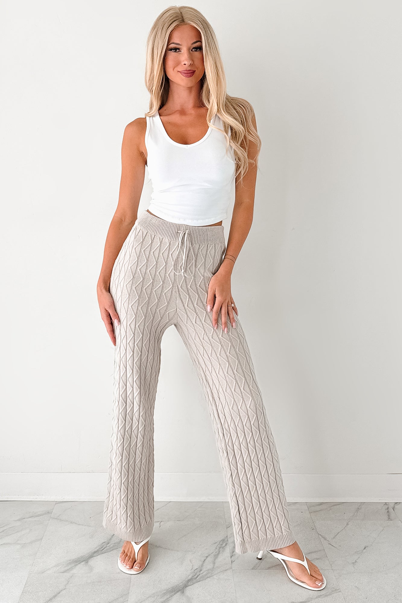 Taking To Heart Cable Knit Fore Pants (Taupe Grey)